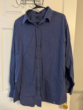 Men's Blue Pinstripe Button-Up Shirt